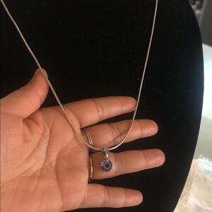Chic Silver Necklace with Blue Pendant